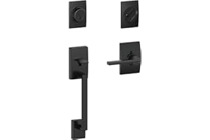 Schlage F60 CEN 622 LAT CEN Century Front Entry Handleset with Latitude Lever, Alloy steel, Deadbolt Keyed 1 Side, Matte Black