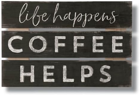 Highland Woodcrafters Life Happens Coffee Wide Gap Pallet Sign, 8 X 12
