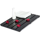 GOBAM Bamboo Bath Mat, Small, 19.7 x 13 x 1.3 inch - Non-Slip Floor Mat for Spa, Sauna, Kitchen, Indoor &amp; Outdoor Spaces, Shower Mat for Bathroom Decor - (Black, 19.7" long)