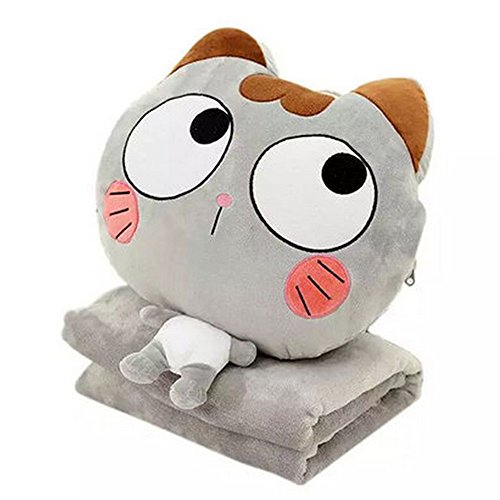 Alpacasso 4 in 1 Cute Cartoon Plush Stuffed Animal Toys Throw Pillow Blanket Set with Hand Warmer Design. (C)