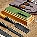 7x2.4 inch Leather Strop Honing Strop for Knife Sharpening with Green&White Buffing Compound & Antislip Bamboo Block