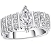 BOHG Jewelry Womens 925 Sterling Silver Plated Wide Cubic Zirconia CZ Bridal Ring Engagement Wedding Band