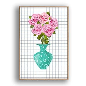 Framed Canvas Wall Art Beautiful Flowers in Grid Giclee Print Gallery Wrap Modern Home Prints Ready to Hang - 16x24 inches