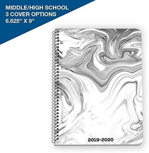 2019-2020 Middle/High School Matrix Style Student Planner, 6.625” x 9” Mid-Size with Marble Cover by School Datebooks
