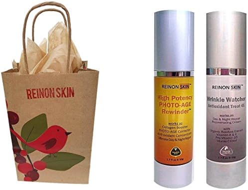 [REinONSkin] Rejuvenating Skincare Set High Potency Photo-Age Rewinder ($92/50ml) and Wrinkle Watcher Antioxidant Treat 4X ($86/50ml). Paraben Free, Organic Ingredients, Free Gift Card, Wrap.