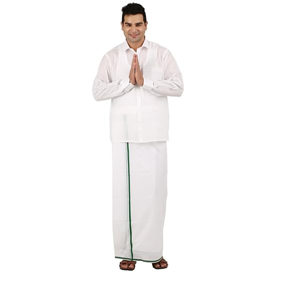 MEN'S BIG BORDER DHOTIE PACK OF 1 (WHITE) DOUBLE