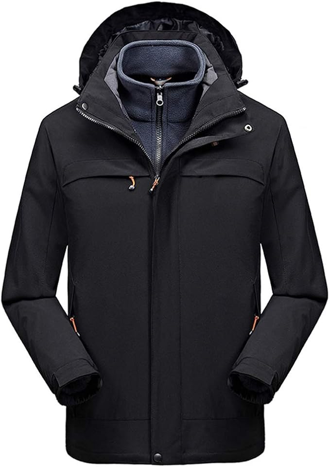 HJHHJHAB Mens Waterproof 3 in 1 Jacket Fleece Mens Coat, Winter