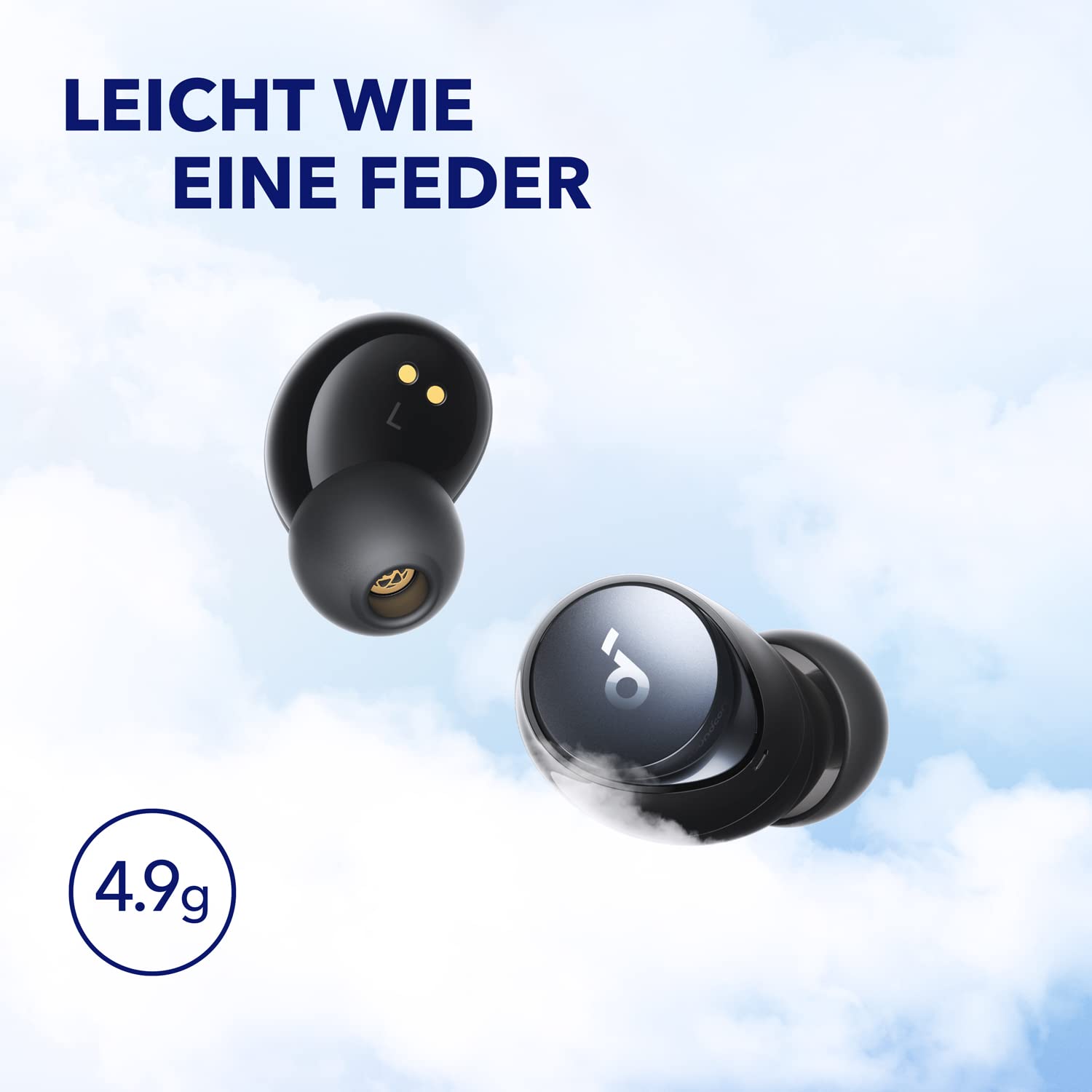 soundcore by Anker Space A40, Automatische Geräuschunterdrückung bis 98%, Kabellose Earbuds, 50h Wiedergabe, Hi-Res Sound, Bequemes Design, App Steuerung 6