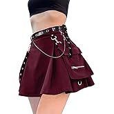 TSMNZMU Womens Punk Mini Skirts with Pockets High Waist Gothic Grunge Skirts Emo Alt Skirt Mall Goth Harajuku Cargo Skirt