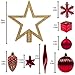 100ct Christmas Tree Decorations Ball Ornaments Assorted Decorations Gold Red and Green, Xmas Decorations Full Set, including Tree Topper, Balls, Bead and tinsel Garlands, Pine Cones by Kingyee Kids
