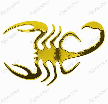 Aguetaor - Car Emblem Decal Badge Sticker 3D Kit Fits Around PVC Scorpion Gold
