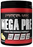 Primeval Labs Mega Pre Black, Pre-Workout Formula, Intense Energy, Increased Performance, Sustains Maximum Energy, Greater Stamina and Performance, Improved Focus, Sour Lemon Candy, 20/40 Servings