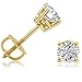 IGI Certified 1/2ct TW Round Real Diamond Stud Earrings for Women in 14K White Gold or Yellow Gold with Screw Backs