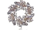 Alilang Womens Diamond Inspired Floral Wreath Holiday Christmas Old Fashion Brooch Pin