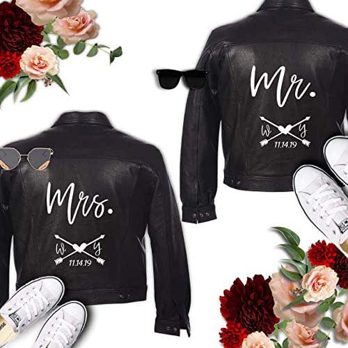 Mr and Mrs Leather Jackets Bride Groom Jackets Bride Groom Denim Jacket