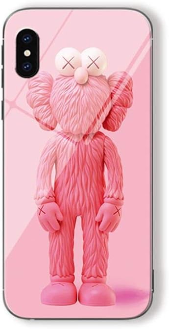 Yunhine Unisex KAWS Sesame Street Tempered Glass Phone Case for iPhone