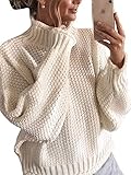 Ybenlow Womens Turtleneck Sweaters Batwing Long Sleeve Casual Loose Oversized Chunky Knit Pullover Jumper Tops