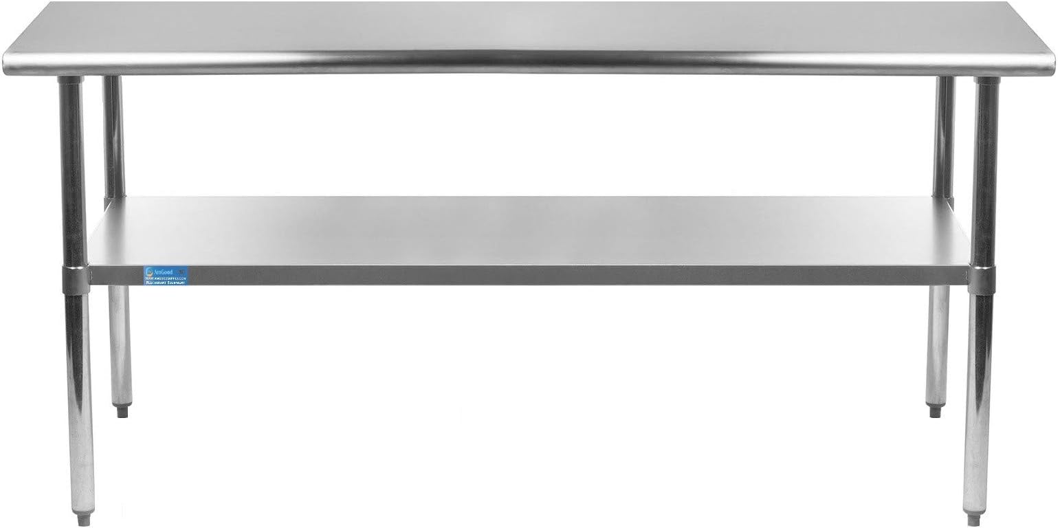 AmGood Stainless Steel Work Table with Undershelf | Kitchen Island Food Prep | Laundry Garage Utility Bench | NSF Certified (60" Long x 30" Deep)