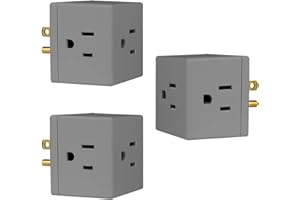 GE 3-Outlet Extender, 3 Pack, Grounded Wall Tap, Adapter Spaced, 3-Prong, Multiple Plug, Power Splitter, Cruise Essentials, Use for Home Office School Dorm, UL Listed, Grey, 47036