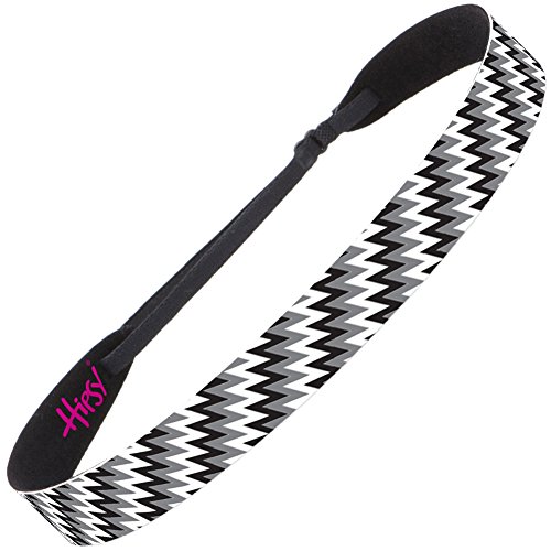 Hipsy Women's Adjustable NO SLIP Zigzag Wide Headband (Purple Black & Pink)