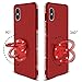 HENPONE iPhone X Case for Women, iPhone XS Case,Glitter Girly Phone Cover with Stand Kickstand Ring Holder Luxury Diamond Sparkle Bling iPhone X/XS Case for Girls - Red