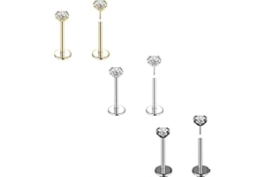 AccGin 8Pcs 20G 18G Threadless Push in Nose Stud Rings for Women Men Stainless Steel Nose Studs Nostril Piercing Jewelry CZ Nose Rings Studs 1.5MM 2MM 2.5MM 3MM Black Silver Gold