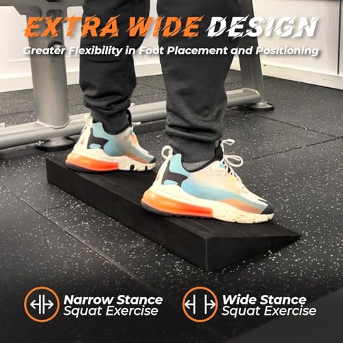 THE WHITE SHOP Squat Wedge Block, Large One-Piece Squat Wedge Slant Board for Squats, Heel Elevated Squat, Knees Over Toes Squats, Splits Squats, Calf Stretches, Weightlifting and Recovery Training