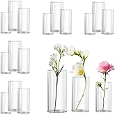 Zomiol Glass Cylinder Vase Set of 18 for Centerpieces, 4,4.7,6 inch Tall Clear Vase Bulk Floating Candle Holder for Wedding Table Home Décor and Party