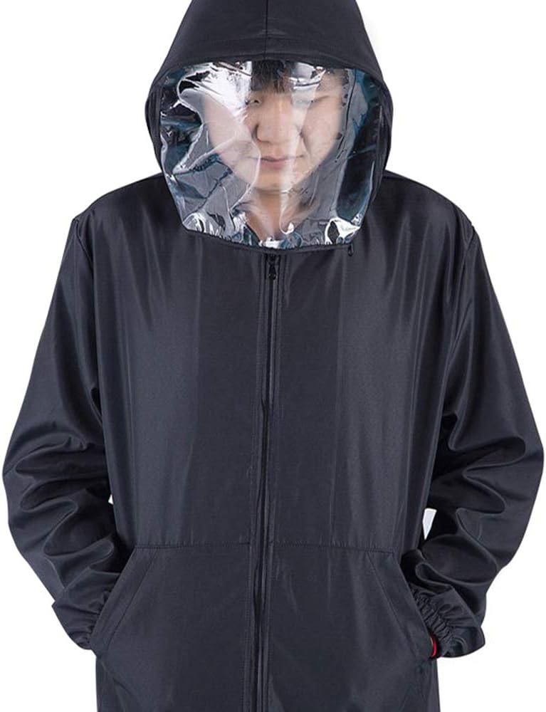 Reusable Face Shield Coat,Face Mask Coat Sand Saliva Protective Safety Full Face MASK Transparent Face Shield Coat Effectively Isolates Reusable for Outdoor (Large, blue)