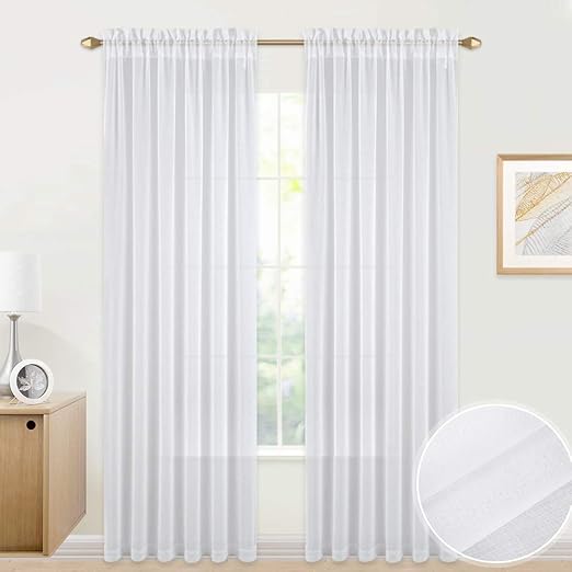 Amazon Com Pony Dance White Sheer Curtains 55 Inch X 84 Inch