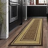 Ottomanson Ottohome Collection Contemporary Bordered Design Modern Hallway Runner Rug, 2'7" W x 9' 10"L, Chocolate