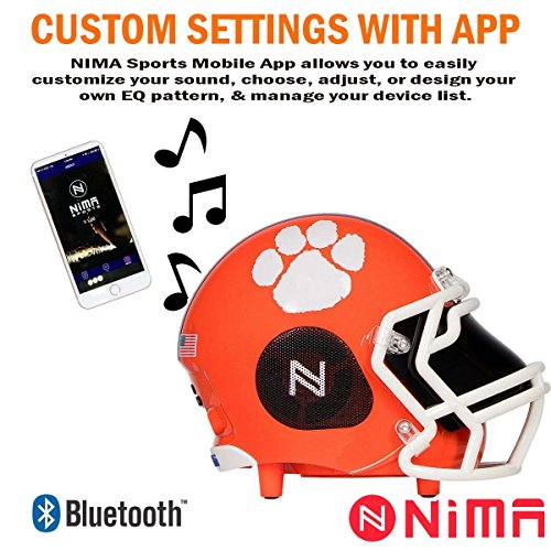 Nima Athletics Portable Bluetooth Speaker, [Officially Licensed] NCAA College Football Helmet Wireless Stereo Speaker Built-in Mic, Loud HD Sound Bass - 5" Helmet Speaker (Small, Clemson Tigers) - Thumbnail 2