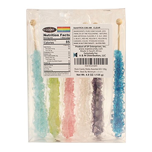 Extra Large Rock Candy Sticks 6 Assorted Espeez Rock Candy Sticks