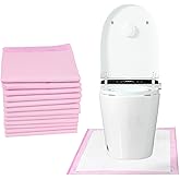 25 Pack Disposable Toilet Mats Absorbent Toilet Floor Protector from Urine U-Shape Toilet Training Rug Waterproof Non-Slip Bathroom Potty Training Mats Toilet Commode Mat for Children Adult (Pink)