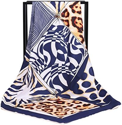 39" Designer Square Silk Scarf For Women Women's Scarves and Wraps Hijabs Headband Bandanas Navy Blue