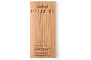 WOOD FIRE GRILLING CO. Cedar Grilling Planks - Etched with Eat. Sleep. Fish. - Set of 2 Gift Planks for Fishers