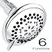 Wassern Shower Head, High Pressure Flow Wall Mount Massage Rainfall Powerful Rain Spray 4 inch 67Jets 6 Setting Adjustable Swivel Joint Chrome