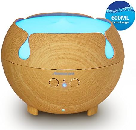 Aromacare Essential Oil Diffuser, 600ml Aromatherapy Diffuser Humidifier for Large Room, Cool Mist Humidifier with 7 Color LED Lights for Bedroom Office Home Baby Room Study Yoga Spa - Wood Grain