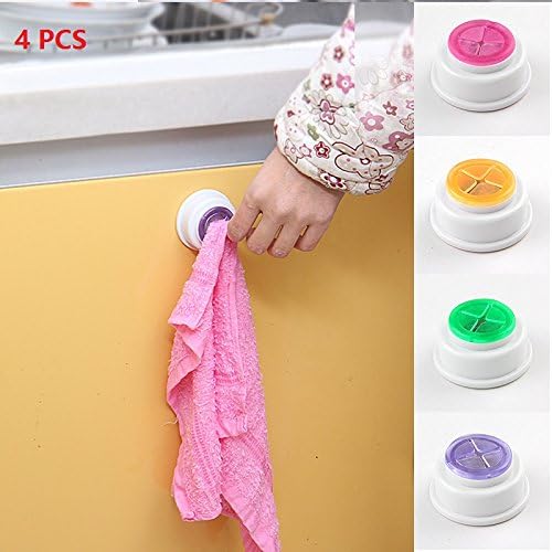 Doptou 4PCS Self-Adhesive Back Wash Cloth Dishcloth Holder Rag Holder Rubber Push-in Wall Mounted Towel Rack Click Towel Holder for Kitchen/Bathroom Accessory