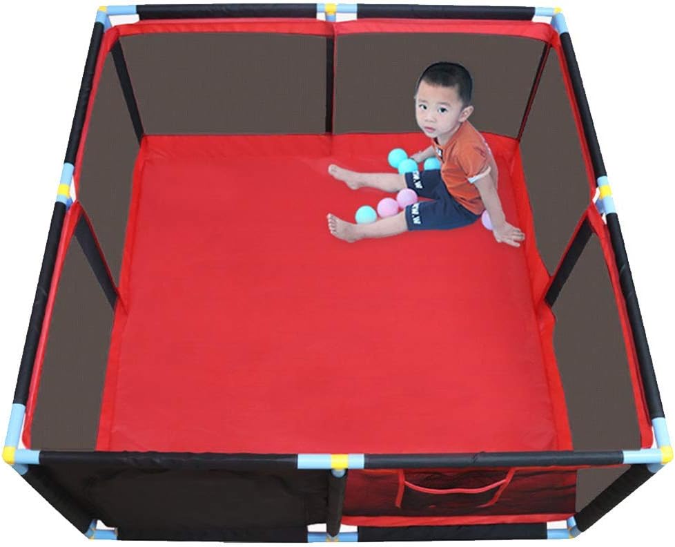 ZHAS play mats baby,Baby Fence Play Area Foldable Baby Crawl Toddler Fence Infant PlaypenSafety Household Protective Fence Assembled House Play Yard,Red