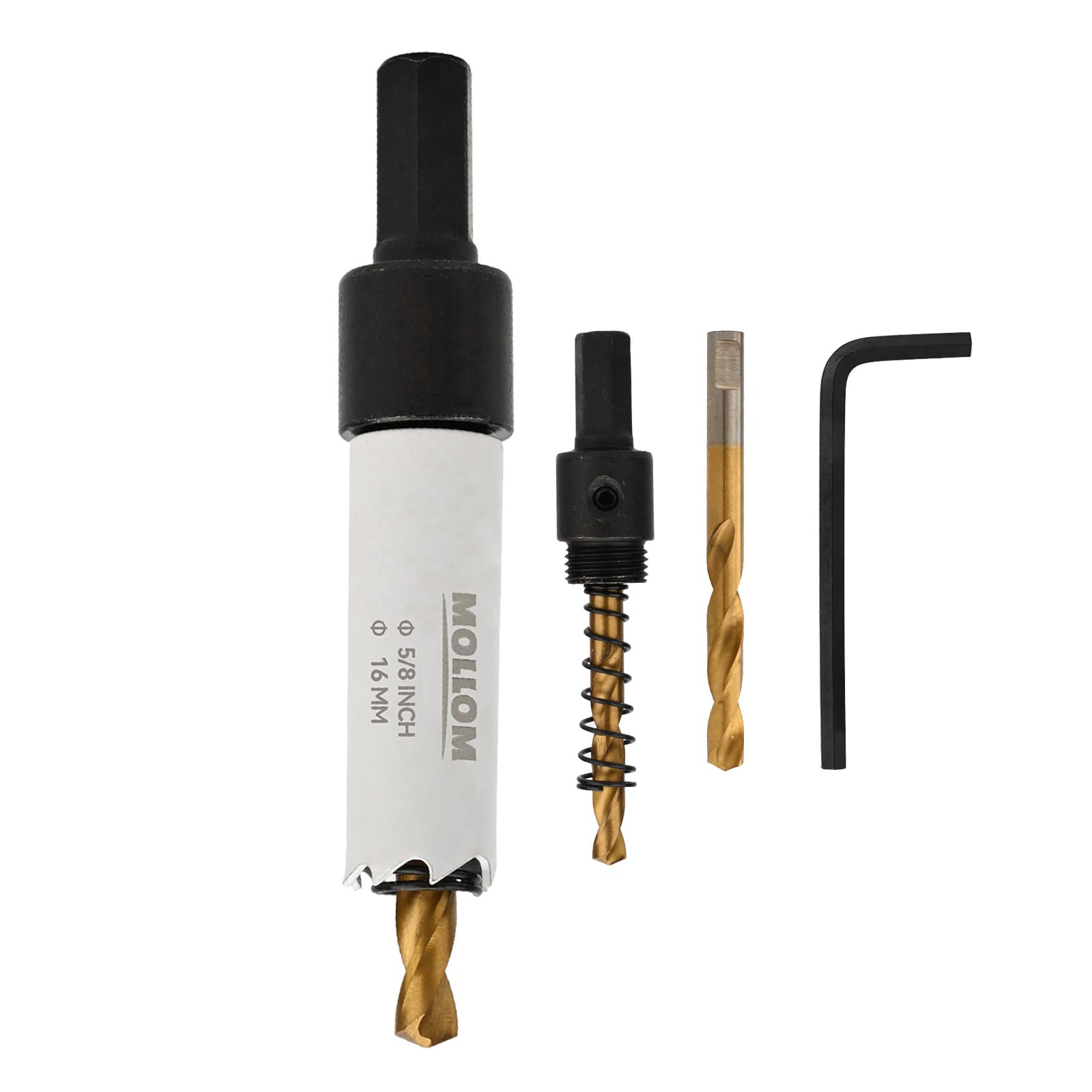 Mollom (16mm | 5/8") HSS M42 with 8% cobalt BI-Metal Hole Saw with 2 Pilot Drill Bits & Arbor Smooth Cutting for PVC,Drywall,Wood,Plastic,Gypsum Board,Rubber — image 1