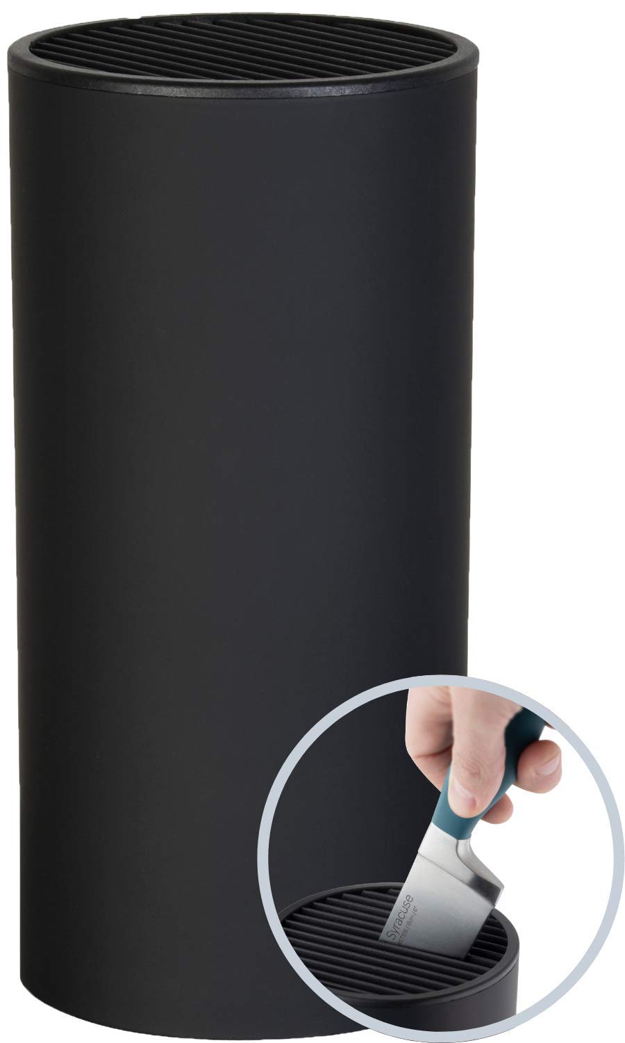 Taylors Eye Witness Empty Knife Block Universal Holder - Stores 8 Kitchen Knives, max 8”/20cm Long. Black Soft Touch Finish. Simple And Elegant Cylindrical Design, For Any Worktop. 10 Yr Guarantee.