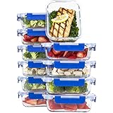 [10 SETS VALUE PACK] Glass Meal Prep Containers – Glass Food Storage Containers with Lids Meal Prep – LIFETIME Lids - Lunch Containers Portion Control Containers -BPA Free Containers(24 ounce/ 3 cups)