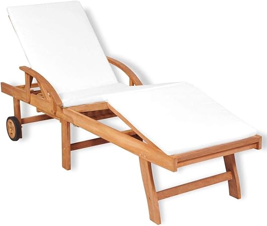 Amazon De Tidyard Sonnenliege Gartenliege Mit Polsterauflage Teakholz Liege Relaxliege Liegestuhl Gartenm Bel Verstellbar Ruckenlehne 195 X 59 5 X 35 Cm Fur Garten Terrasse Oder Balkon