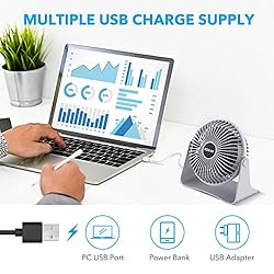 BESKAR USB Small Desk Fan, Portable Fans with 3