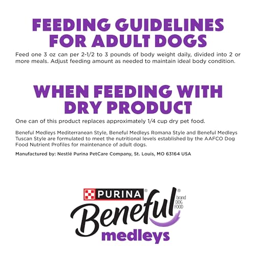 PURINA BENEFUL MEDLEYS WET DOG FOOD VARIETY PACK WITH TUSCAN, ROMANA, AND MEDITERRANEAN STYLE DOG FOOD IN DOG GRAVY, 30 PACK – (PACK OF 30) 3 OZ. CANS