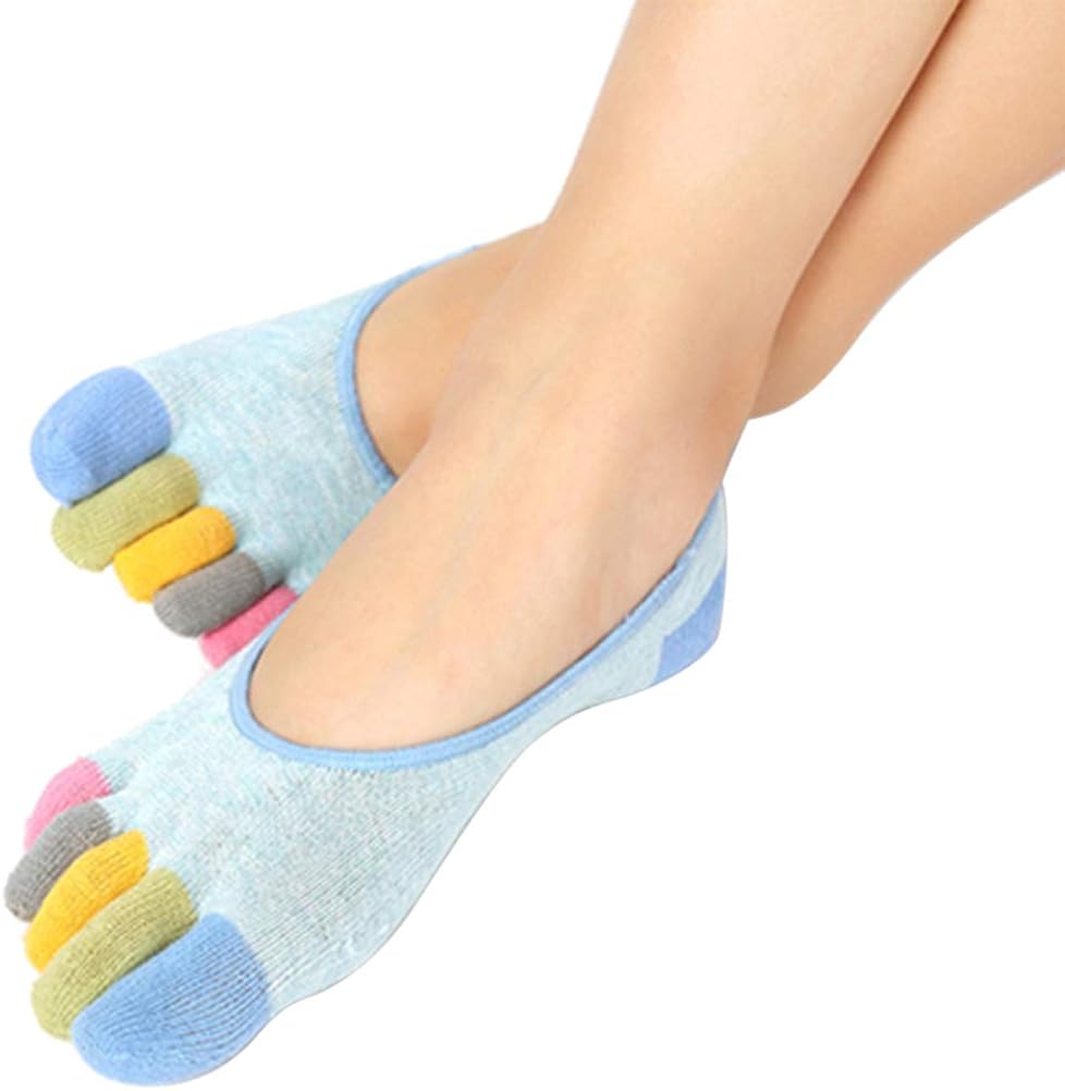 Kikier Chaussettes à orteils colorées, chaussettes à orteils invisibles doublées en coton pour