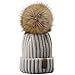 Kids Winter Knitted Pom Beanie Bobble Hat Faux Fur Ball Pom Pom Cap Unisex Kids Beanie Hat,Grey,One Size