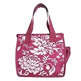 Fashion Lunch Tote - Insulated Lunch Bag with Zipper - Red English Garden