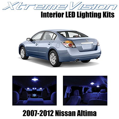 XtremeVision Nissan Altima Sedan 2007-2012 (10 Pieces) Blue Premium Interior LED Kit Package + Installation Tool Tool